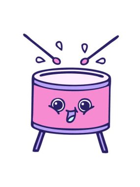 Davulun eğlenceli karikatürünün titreşimli hareketi