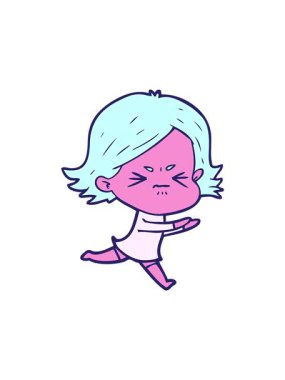 Kızgın bir kızın çizgi film animasyonu.