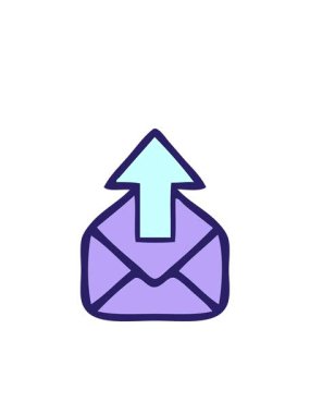 Yanıp sönen radyal çizgiler üzerinde ok olan sevimli bir zarf karikatürü canlandırması