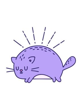 Geleneksel dövme stili mutlu kedinin hareketli animasyonu