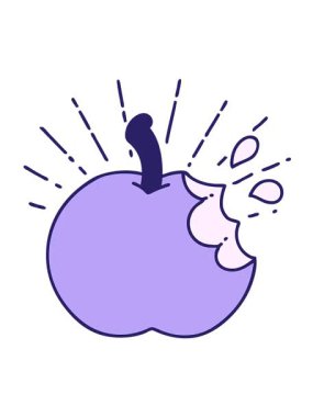 Elma ısırığının geleneksel dövme stilini gösteren titreşimli animasyon.