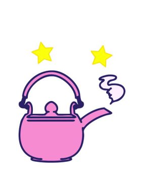 dönen yıldızlar sıcak Japon çay demliği tasarımının animasyonu