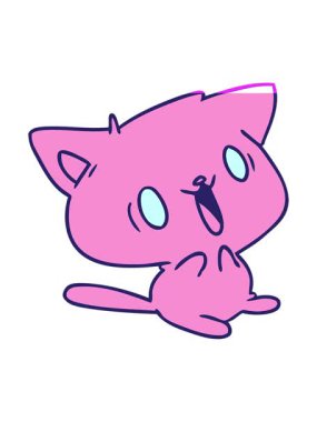 Garip kawaii kedisinin çizgi film çiziminin animasyonunu çalıştır.