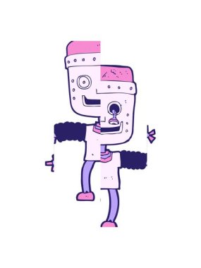 Çizgi film cyborg çiziminin bölünmüş hareket animasyonu