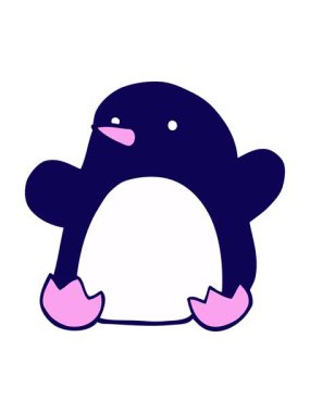 Çizgi film çizgi filminde dans eden penguenin neon ışık efekti