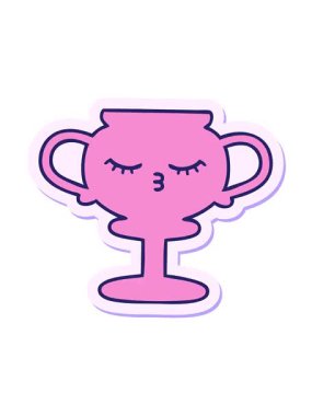 Tatlı bir karikatür kupasının çıkartmasının titreşimli hareketi.