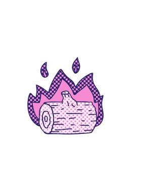 Çizgi roman tarzı tuhaf kamp ateşinin yatay titreşimli animasyonu