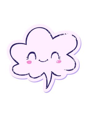 Tatlı karikatür suratını salla ve duraklat. Konuşma baloncuğuyla. Sıkıntılı, yaşlı çıkartma.