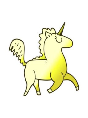 Bir tek boynuzlu atın çizgi filminin renk animasyonu değişiyor