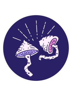 Dövme stili mantarların hareket simgesinin sallanması