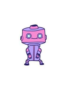 Çizgi film robot tasarımının radyoaktif parlayan animasyonu