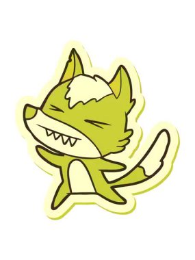 Kızgın bir kurt çizgi filminin çıkartmasının renk değişimi