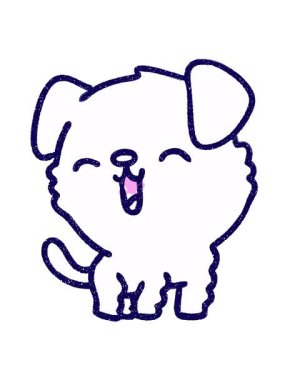 Şirin Köpek Tebeşiri Çiziminin neon ışık efektleri