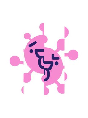 Kafası karışmış mutlu virüsün bölünmüş hareket animasyonu