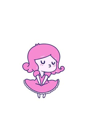 Şirin Kawaii kızının serbest çizim animasyonunu genişletiyorum.