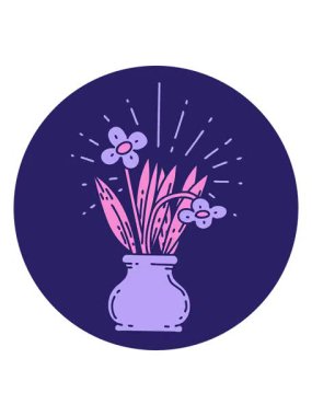 Vazodaki dövme tarzı çiçeklerin titreşimli hareketli canlandırması