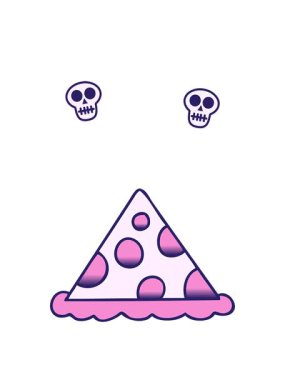 eğimli gölgeli pizza diliminin dönen kafatası animasyonu