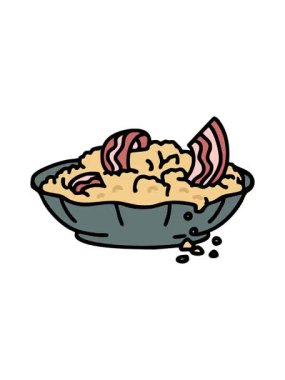 Geleneksel Brezilya domuz pastırması ve ekmek kırıntılarının dönen hareketli animasyonu