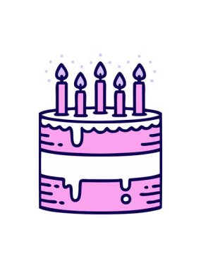 Bir doğum günü pastasının neon ışık efekti animasyonu