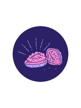 Dövme stili ceviz kabuklu bir ikonun radyoaktif parlayan animasyonu