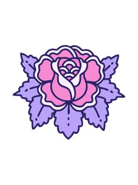 Bir gülün ikonik dövme şeklindeki görüntüsünün titreşimli hareketi