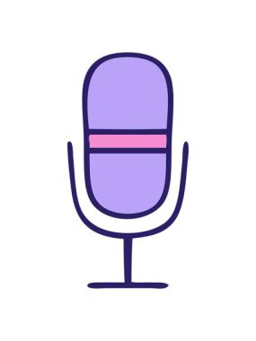 Radyo mikrofonunun sevimli çizgi filminin hareketli animasyonu