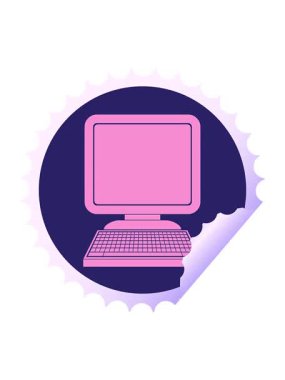 Bilgisayar simgesi dairesel soyulan etiket illüstrasyonunun basınçlı canlandırması