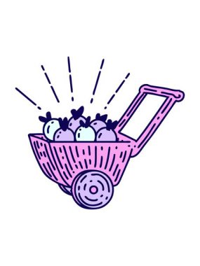 Geleneksel bir dövme tarzı elma vagonunun çiziminin neon ışık etkisi animasyonu