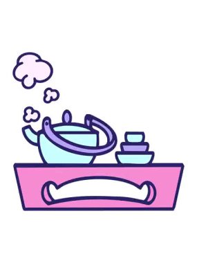 Tahta tepsi dizaynında Japon çayının titreyen animasyonu