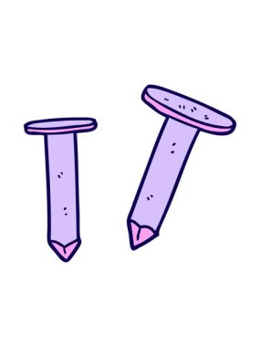 karikatür eski çivilerin neon ışık efektleri