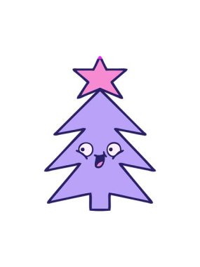 Sevimli Noel ağacı çizgi film elementinin animasyonunu çalıştır