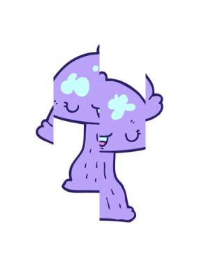 Çizgi film mantar tasarımının bölünmüş hareket animasyonu