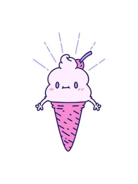 Geleneksel dövme stili dondurma karakterinin ışık efekti animasyonu