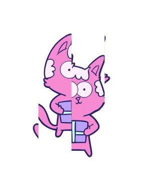 Mutlu çizgi film kedisinin bölünmüş hareket animasyonu