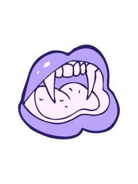 Karikatür vampir dudaklarının basınçlı animasyonu