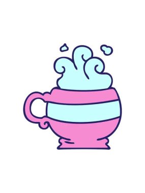 dönen hareketli el animasyonu çizilmiş tuhaf çizgi film sıcak içeceği