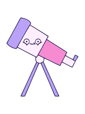 Teleskop karikatürünün titreyen hareketli animasyonu