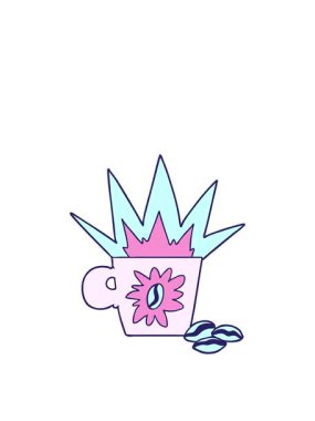 Çizgi film espresso kahvenin hareketli animasyonu