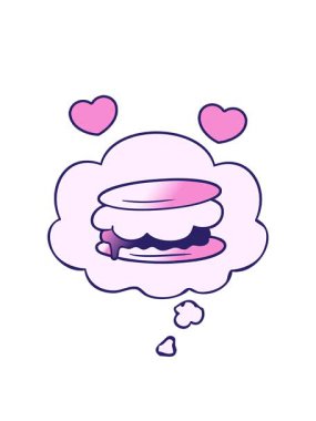 Düz eğimli düşünce baloncuklu smore çizgi filminin dönen kalp animasyonu