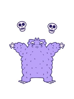 karikatür Yeti 'nin kafatası animasyonu