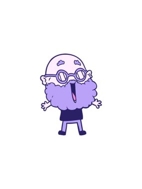 Çizgi film animasyonunda sakallı neşeli bir adamın satışı.