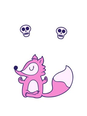 Tilki çizgi filminde meditasyon yaparken kafatası animasyonu yapmak.