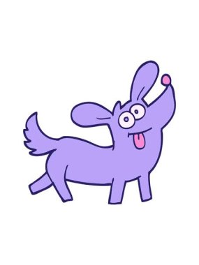 Elle çizilmiş çizgi filmin dönen hareketli animasyonu mutlu köpek