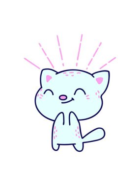 Dövme stili mutlu kedinin canlandırmasının neon ışık efektleri