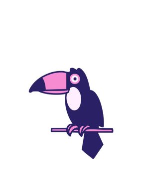 Brezilya Tukanının hareketli animasyonu dal çizimine tünemiş