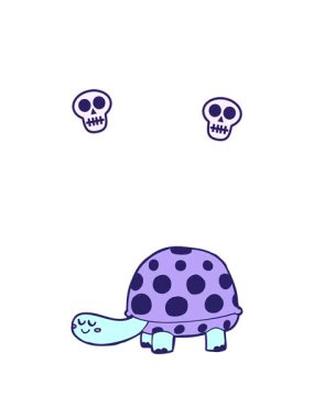 Çizgi film çizim kaplumbağasının kafatası animasyonu