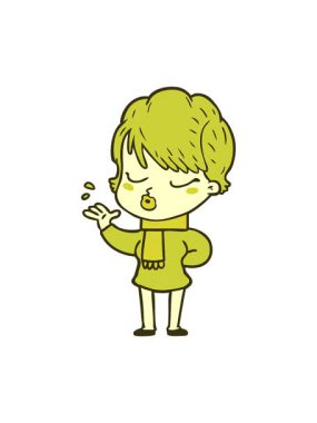 Gözleri kapalı çizgi film kadınının renk animasyonu değişiyor