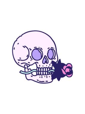 Geleneksel kafatası ve gül stilinde çizgi filmin hareketli animasyonu