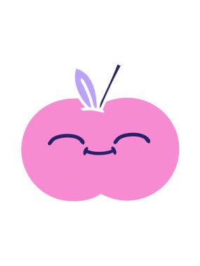 Düz renkli çizgi film elmasının hareketli animasyonunu oynat