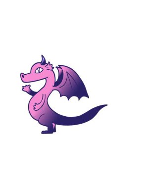 Sevimli vektör gradyanı çizgi film ejderhasının yatay titreşimli animasyonu